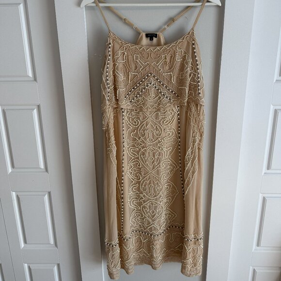 River Island beige beaded dress - Picture 1 of 2